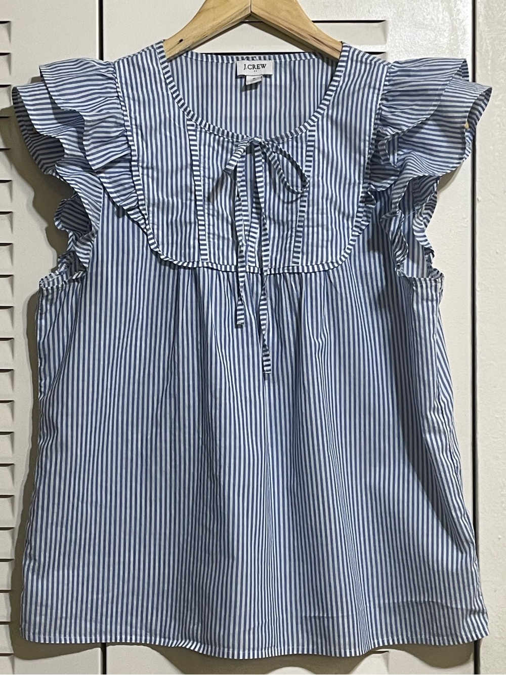J. Crew Factory Women’s Bib Striped Ruffled Top EUC Size Small